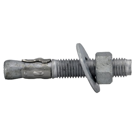 Midwest Fastener Wedge Anchor, 3/4" Dia., 4-3/4" L, Steel Hot Dipped Galvanized, 10 PK 53224